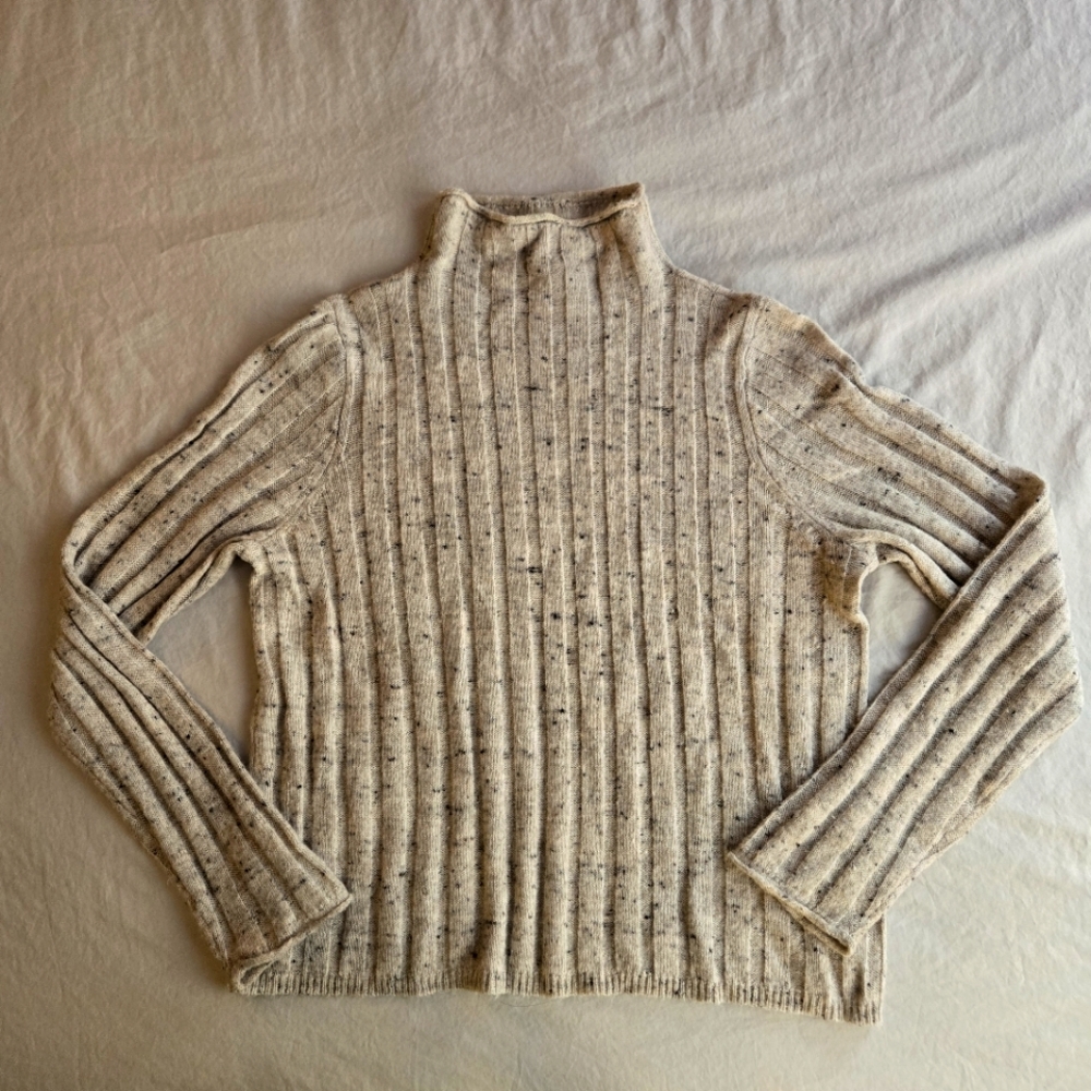 Madewell Donegal Evercrest Oatmeal Rollneck Wool Blend Turtleneck Sweater